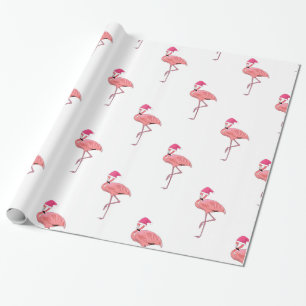 Pink Flamingo Santa Claus Cadeaupapier