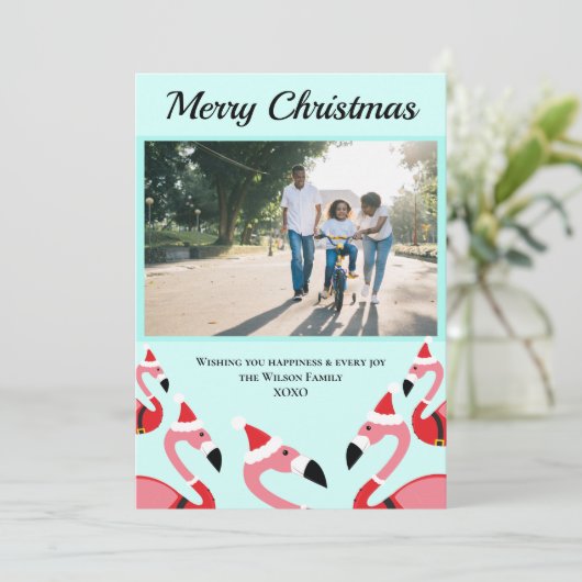 Pink Flamingo Santa Kerstmis (Staand voorkant)