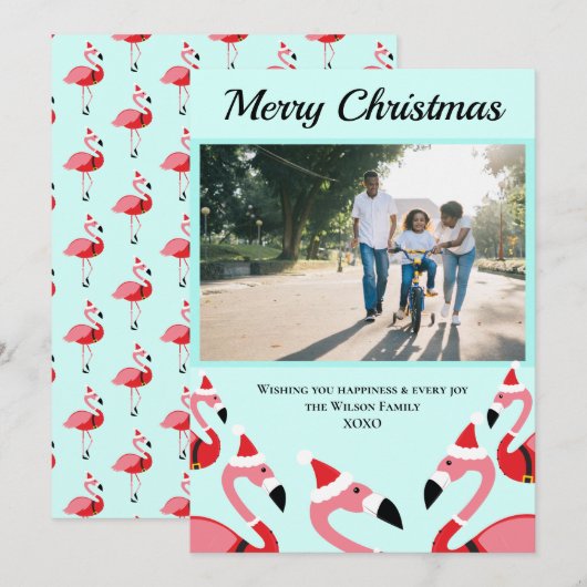 Pink Flamingo Santa Kerstmis (Voorkant / Achterkant)