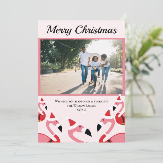 Pink Flamingo Santa Kerstmis (Staand voorkant)