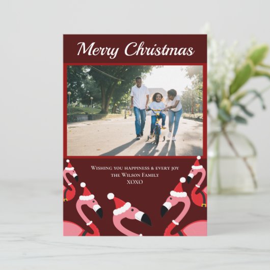 Pink Flamingo Santa Kerstmis (Staand voorkant)