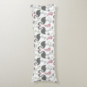 Pink flamingo seamless pattern flowers, leaves lichaamskussen (Voorkant Verticaal)