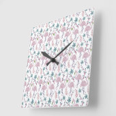 Pink flamingo seamless pattern on white background vierkante klok (Hoek)