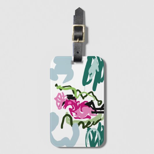 Pink flamingo set bagagelabel (Voorkant (verticaal))