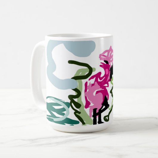 Pink flamingo set koffiemok (Voorkant links)