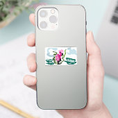 Pink flamingo set sticker (Telefoon)