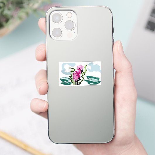 Pink flamingo set sticker (Telefoon)