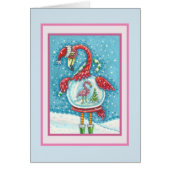 PINK FLAMINGO SNOWGLOBE, CHRISTMAS WENSKAART B (Voorkant)