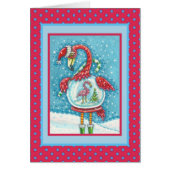 PINK FLAMINGO SNOWGLOBE, CHRISTMAS WENSKAART V (Voorkant)