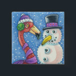 PINK FLAMINGO SNOWMAN CHRISTMAS BUTTON Square<br><div class="desc">FLAMINGO STYLE SNOWMAN,  HOLIDAY BUTTON Square *Aanpassen ... .Zoek naar overeenkomende items Susan Brack Design</div>
