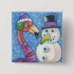 PINK FLAMINGO SNOWMAN CHRISTMAS BUTTON Square<br><div class="desc">FLAMINGO STYLE SNOWMAN,  HOLIDAY BUTTON Square *Aanpassen ... .Zoek naar overeenkomende items Susan Brack Design</div>