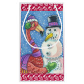 Pink Flamingo Snowman CHRISTMAS GIFT BAG Klein Cadeauzakje (Achterkant)