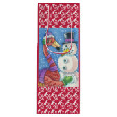 PINK FLAMINGO SNOWMAN CHRISTMAS GIFT BAG - WIJN CADEAUTAS (Voorkant)
