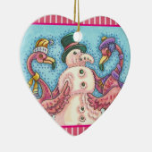PINK FLAMINGO SNOWMAN, CHRISTMAS HOLIDAY ORNAMENT (Rechts)