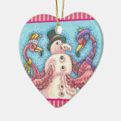 PINK FLAMINGO SNOWMAN, CHRISTMAS HOLIDAY ORNAMENT (Links)