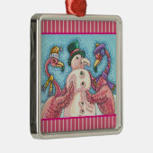 PINK FLAMINGO SNOWMAN, CHRISTMAS HOLIDAY ORNAMENT (Rechts)