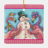 PINK FLAMINGO SNOWMAN, CHRISTMAS HOLIDAY ORNAMENT (Achterkant)