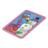 PINK FLAMINGO SNOWMAN CHRISTMAS MAGNET Rectangle Magneet (Linkerzijde)