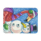 PINK FLAMINGO SNOWMAN CHRISTMAS MAGNET Rectangle Magneet (Horizontaal)