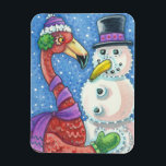 PINK FLAMINGO SNOWMAN CHRISTMAS MAGNET Rectangle Magneet<br><div class="desc">BRENG EEN SMILE AAN UW FEESTDAGEN MET DEZE SNOWMAN DIE FLAMINGO MAGNET MAKEN.. Zoek naar gelijke items Susan Brack Design</div>