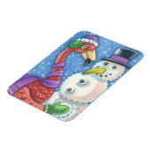 PINK FLAMINGO SNOWMAN CHRISTMAS MAGNET Rectangle Magneet (Linkerzijde)