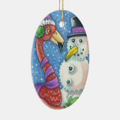 Pink Flamingo Snowman CHRISTMAS ORNAMENT (Rechts)