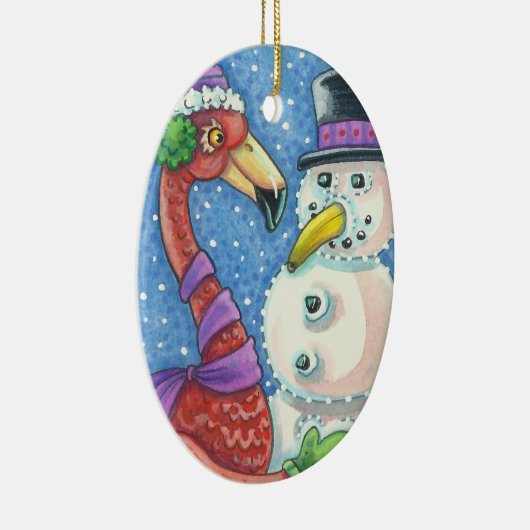 Pink Flamingo Snowman CHRISTMAS ORNAMENT (Rechts)