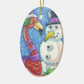Pink Flamingo Snowman CHRISTMAS ORNAMENT (Links)