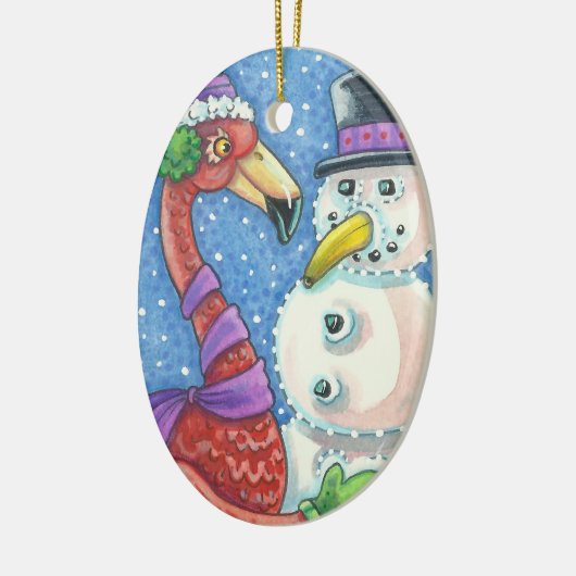 Pink Flamingo Snowman CHRISTMAS ORNAMENT (Links)