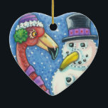 PINK FLAMINGO SNOWMAN CHRISTMAS ORNAMENT Heart<br><div class="desc">BRENG EEN KLEIN AAN UW HOLIDAY DECORATING. SNOWMAN FLAMINGO STYLE CHRISTMAS ORNAMENT Heart ... .Zoek naar overeenkomende items Susan Brack Design</div>
