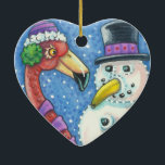PINK FLAMINGO SNOWMAN CHRISTMAS ORNAMENT Heart<br><div class="desc">BRENG EEN KLEIN AAN UW HOLIDAY DECORATING. SNOWMAN FLAMINGO STYLE CHRISTMAS ORNAMENT Heart ... .Zoek naar overeenkomende items Susan Brack Design</div>