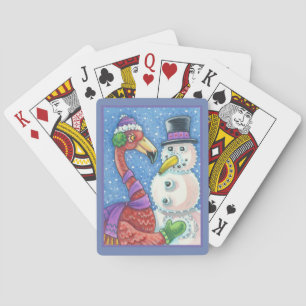 PINK FLAMINGO SNOWMAN CHRISTMAS PLAYCARDS POKERKAARTEN