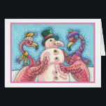 PINK FLAMINGO SNOWMAN, CHRISTMAS WENSKAART B<br><div class="desc">FLAMINGOS MAKEN PINK SNOWMEN. EEN KLEINE MAKER VOOR DE FEESTDAGEN. CHRISTMAS GREETING/NOTE KAART Blanco,  witte rand *Customize ... .Zoek naar overeenkomende items Susan Brack Design</div>