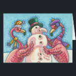 PINK FLAMINGO SNOWMAN, CHRISTMAS WENSKAART B<br><div class="desc">FLAMINGOS MAKEN PINK SNOWMEN. EEN KLEINE MAKER VOOR DE FEESTDAGEN. CHRISTMAS GREETING/NOTE KAART Blank *Pas aan ... .Zoek naar overeenkomende items Susan Brack Design</div>