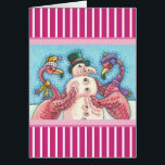 PINK FLAMINGO SNOWMAN, CHRISTMAS WENSKAART V<br><div class="desc">FLAMINGOS MAKEN PINK SNOWMEN. Verse : "MERRY PINK CHRISTMAS". EEN KLEINE MAKER VOOR DE FEESTDAGEN. CHRISTMAS GREETING/NOTE CARD Dark Pink/White Stripe Border *Aanpassen ... .Zoek naar overeenkomende items Susan Brack Design</div>