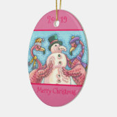 PINK FLAMINGO SNOWMAN, FUNNY CHRISTMAS BIRDS 2019 KERAMISCH ORNAMENT (Links)