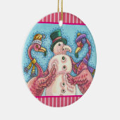PINK FLAMINGO SNOWMAN, FUNNY CHRISTMAS BIRDS KERAMISCH ORNAMENT (Rechts)