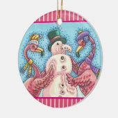 PINK FLAMINGO SNOWMAN, FUNNY CHRISTMAS BIRDS KERAMISCH ORNAMENT (Links)