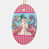 PINK FLAMINGO SNOWMAN, FUNNY CHRISTMAS BIRDS KERAMISCH ORNAMENT (Links)