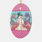 PINK FLAMINGO SNOWMAN, FUNNY CHRISTMAS SNEBIRD KERAMISCH ORNAMENT (Links)