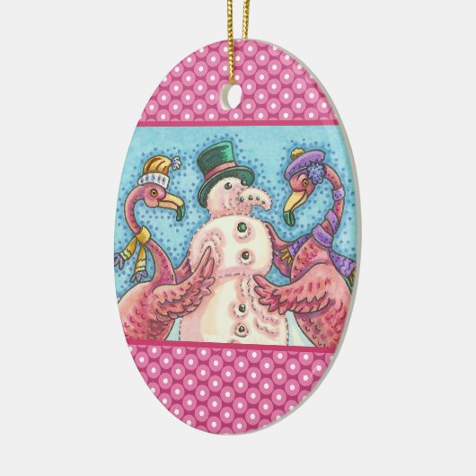 PINK FLAMINGO SNOWMAN, FUNNY CHRISTMAS SNEBIRD KERAMISCH ORNAMENT (Links)