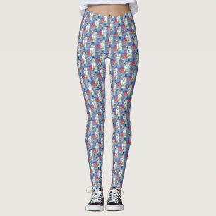 PINK FLAMINGO SNOWMAN HUMOROUS CHRISTMAS LEGGINGS