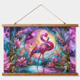 Pink Flamingo Stained Glass Mosaic Hangend Wandkleed