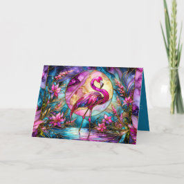 Pink Flamingo Stained Glass Mosaic Kaart