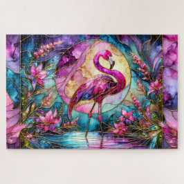 Pink Flamingo Stained Glass Mosaic Legpuzzel