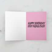 PINK FLAMINGO STAY FABULOUS BIRTHDAY KAART (Binnen)