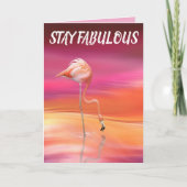 PINK FLAMINGO STAY FABULOUS BIRTHDAY KAART (Voorkant)