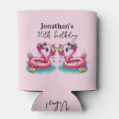 Pink Flamingo Summer Birthday Party Blikjeskoeler (Achterkant)