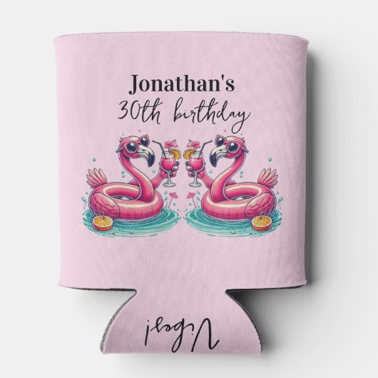 Pink Flamingo Summer Birthday Party Blikjeskoeler (Achterkant)