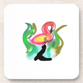 pink flamingo summer flame  bier onderzetter